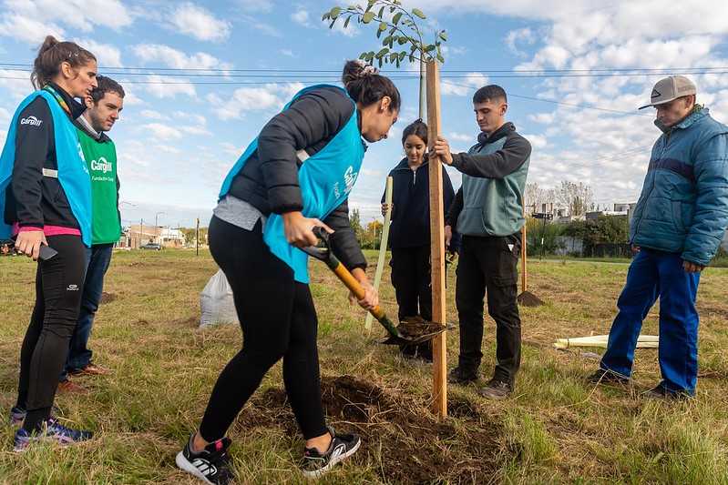 El municipio  de Rosario y la fundación Cargill plantaron especies nativas en un barrio de la ciudad.